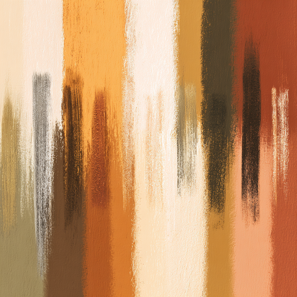 Detailopname van kunstwerk Amberlijn met penseelstreken in koper, oker en bruin