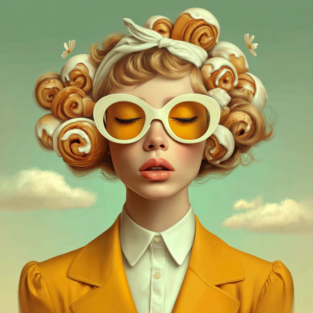 Volledige weergave van Aurine, portretkunst met zonnige kleuren en moderne elegantie