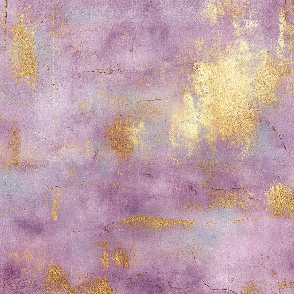 Volledig kunstwerk Auryn met abstracte compositie in lavendel, paars en goud
