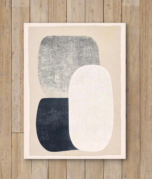 Close-up van abstract kunstwerk met structuur in zwart, wit en beige