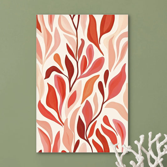 Detail van abstracte kunst met warme bloeitinten en vloeiende lijnen