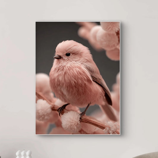 Detailopname van Bloesemstilte met vogeltje tussen bloesems