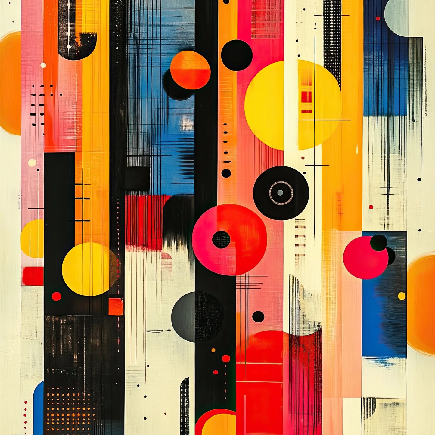 Volledige afbeelding van kleurrijke abstracte muurkunst met grafische elementen