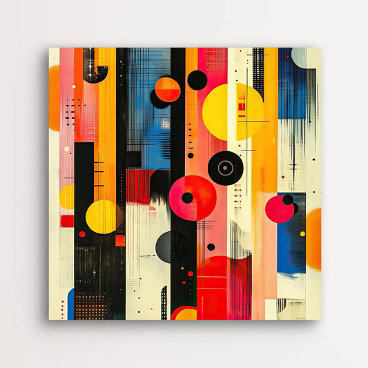 Detail van moderne geometrische kunst met heldere vormen en sterke contrasten