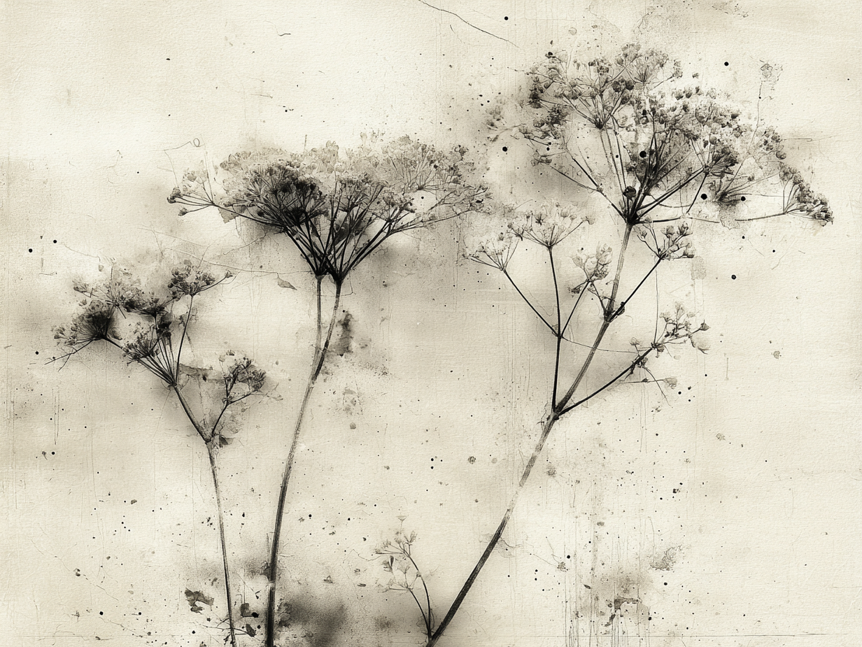 Volledig kunstwerk Herfstig Gebaar met minimalistisch stilleven van bloemen in zachte tinten