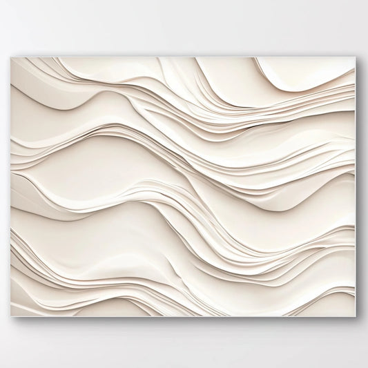 Detail van het kunstwerk Layer by Line met organische lagen in crème- en zandtinten