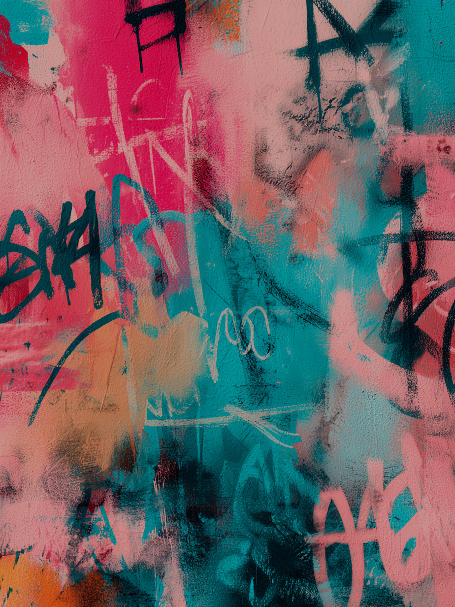 Volledig kunstwerk Pulse of Chaos met abstracte graffiti-achtige compositie in levendige kleuren