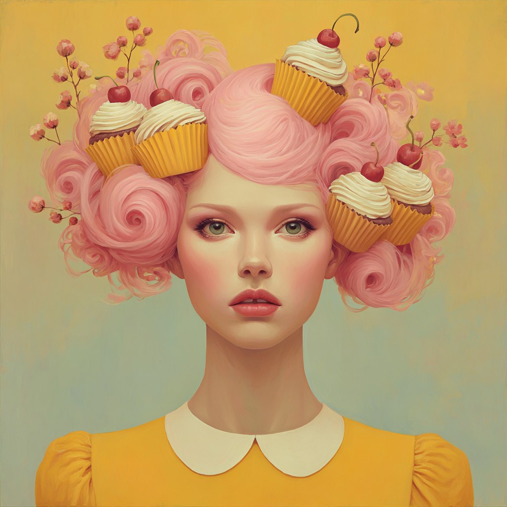 Volledige weergave van Rosayne, artistiek portret met roze en gele accenten