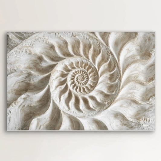 Detail van Schelpensymfonie, kunstwerk met schelpstructuur en natuurlijke lijnen