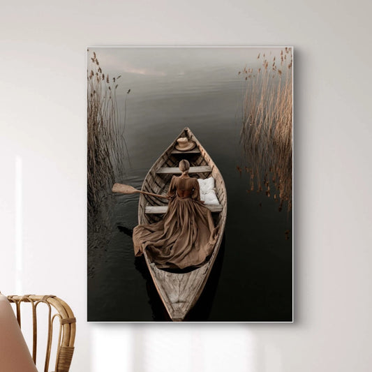 Detail van Stroom van Herinnering met vrouw in boot en golvend water