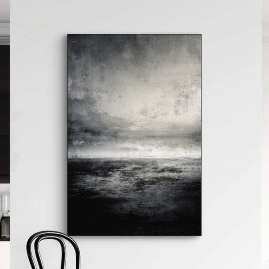 Detail van grijs en zwarte penseelstreken met zachte overgang tussen licht en schaduw