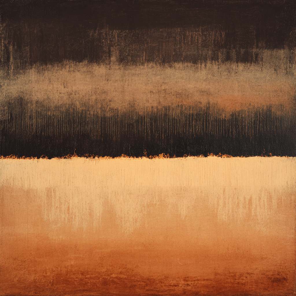 Volledige weergave van abstracte wandkunst Verstilde Horizon met warme tinten