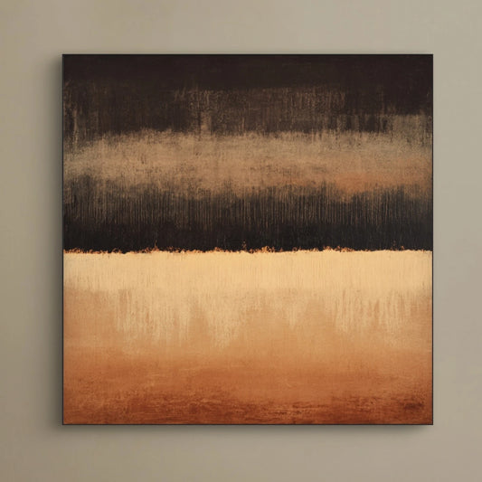 Detail van kleurverloop in bruin, oker en goud uit het kunstwerk Verstilde Horizon