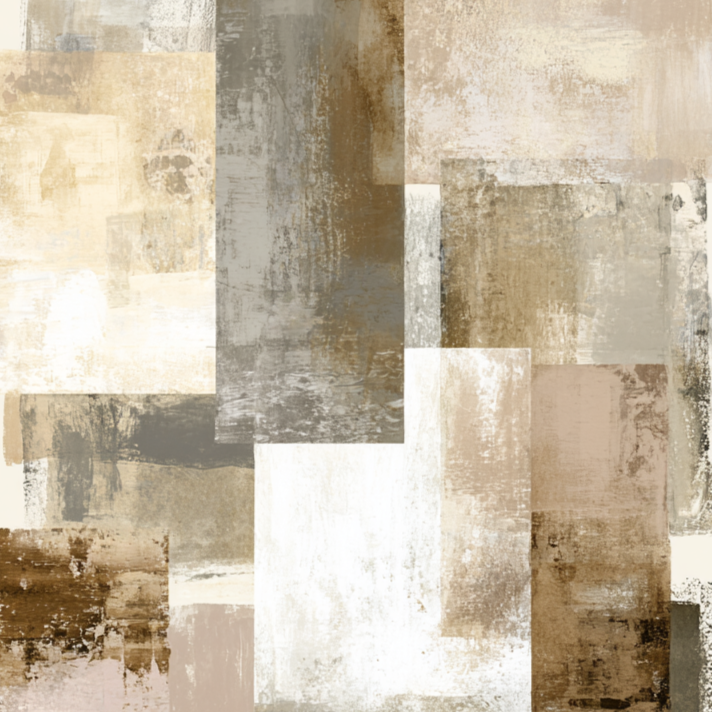 Volledige weergave van abstract kunstwerk Verweven Grond in beige, zand en olijfgroen