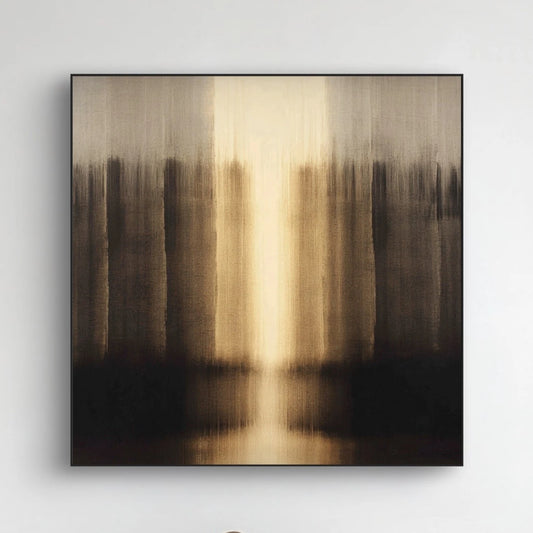 Detail van penseelstreken in goud en zwart met zachte overgang tussen licht en schaduw