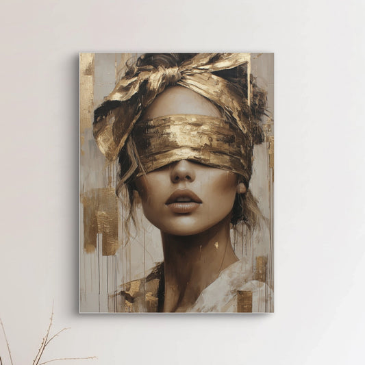 Detail van Zonhuid wandkunst met zachte penseelstructuren en warme glans