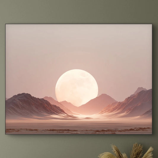 Detail van zonsondergang over berglandschap met zachte warme gloed