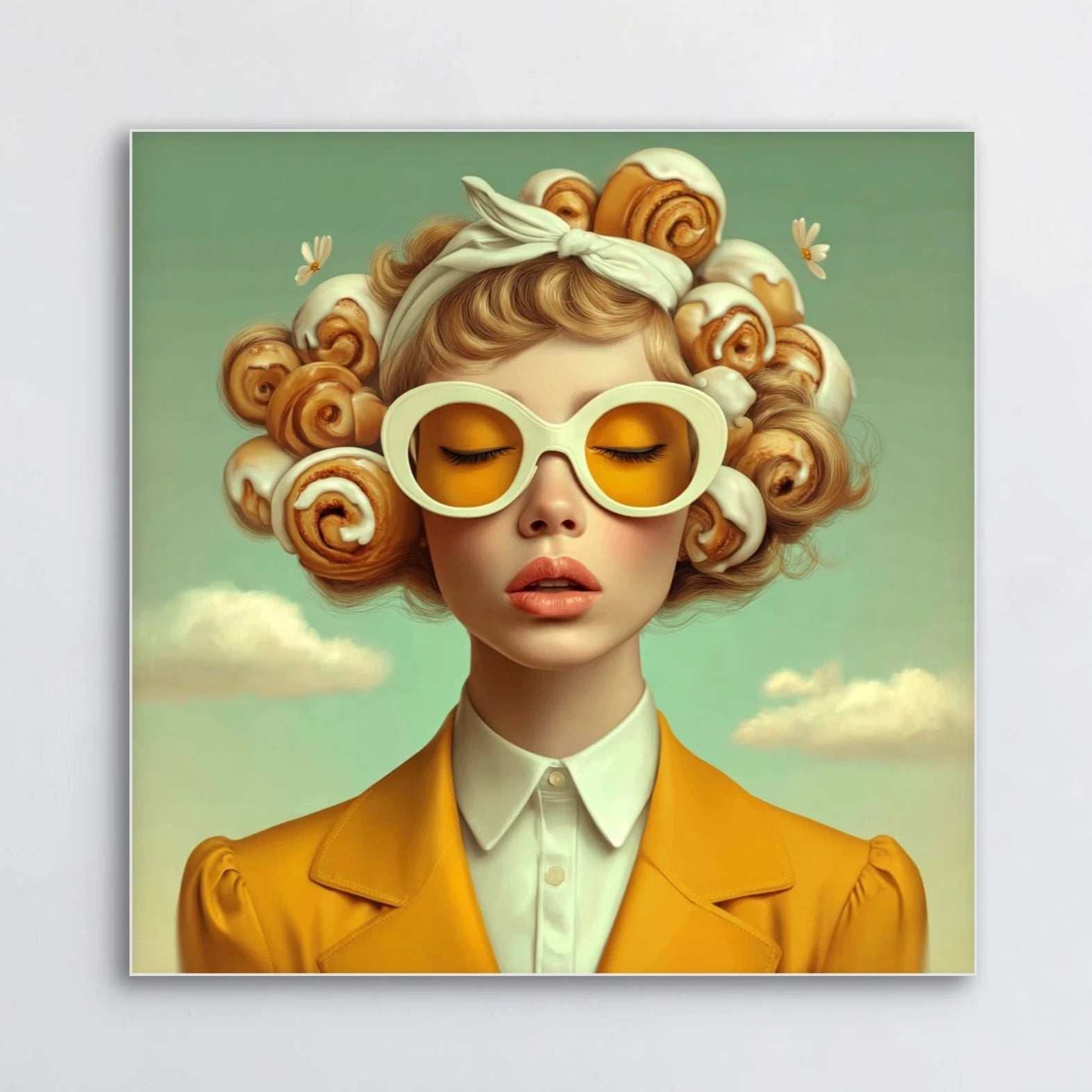 Detail van Aurine wandkunst met zachte penseelstructuren en warme kleurtonen
