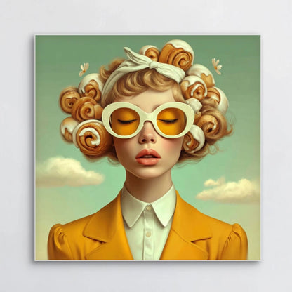 Detail van Aurine wandkunst met zachte penseelstructuren en warme kleurtonen
