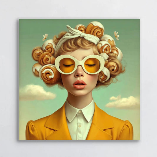 Detail van Aurine wandkunst met zachte penseelstructuren en warme kleurtonen
