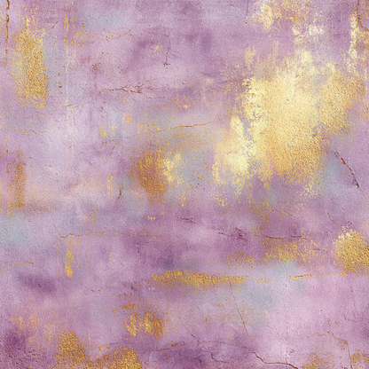 Volledig kunstwerk Auryn met abstracte compositie in lavendel, paars en goud 
