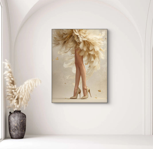 Kunstwerk Featherstep aan de muur 