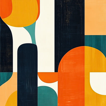 Volledige afbeelding van kleurrijke wandkunst met grafische bloemenstructuur in moderne stijl
