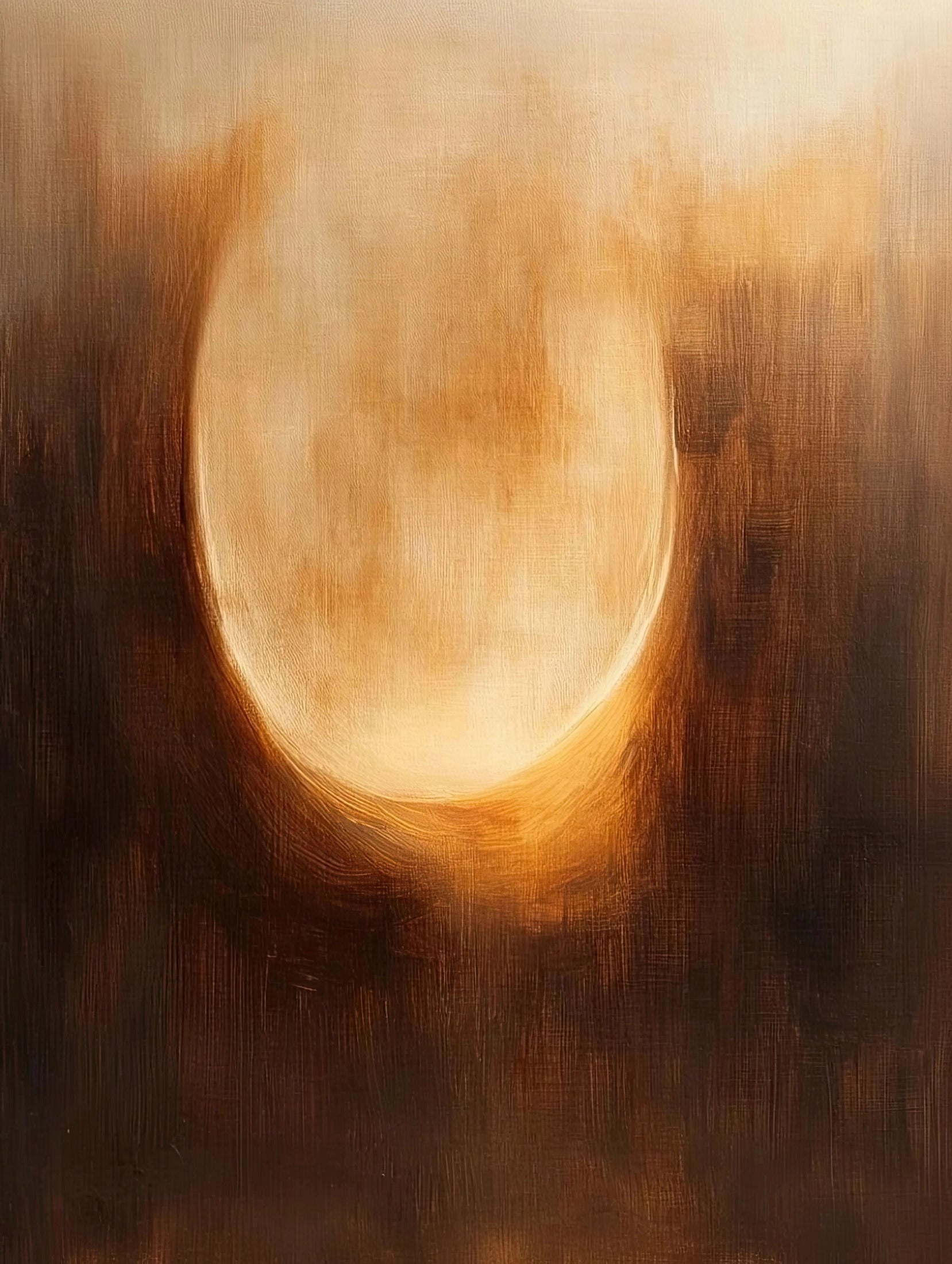 Volledige afbeelding van moderne muurkunst met zachte gloed in aardse, warme kleuren
