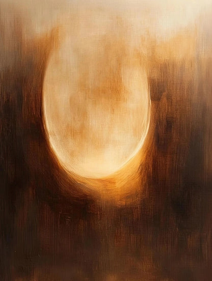Volledige afbeelding van moderne muurkunst met zachte gloed in aardse, warme kleuren
