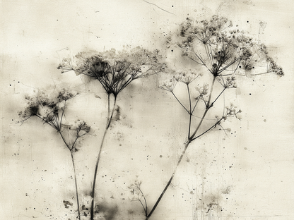 Volledig kunstwerk Herfstig Gebaar met minimalistisch stilleven van bloemen in zachte tinten 
