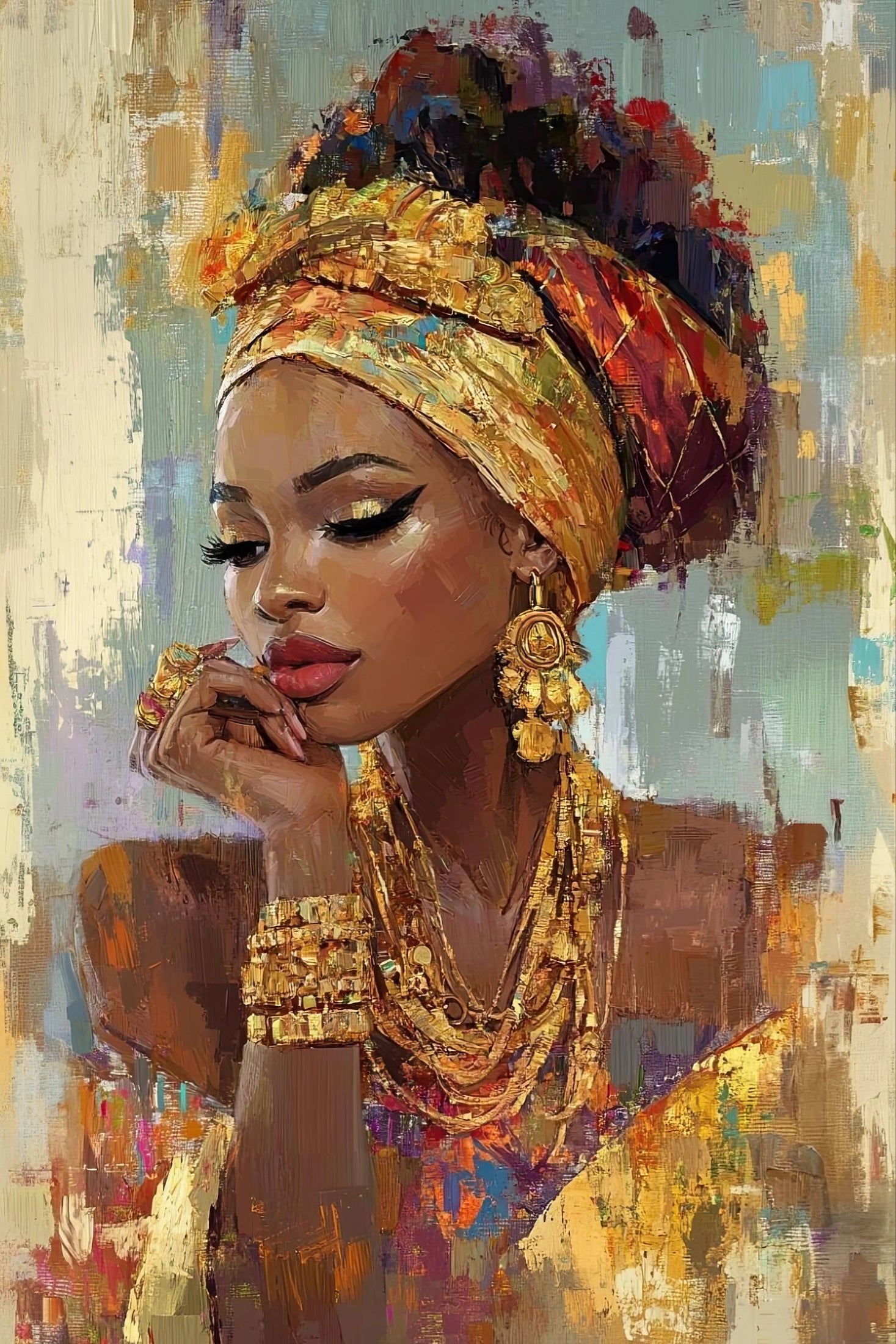 Volledige weergave van Kroon van Goud, Ziel van Vuur met vurige kleuren, gouden accenten en krachtige uitstraling  
