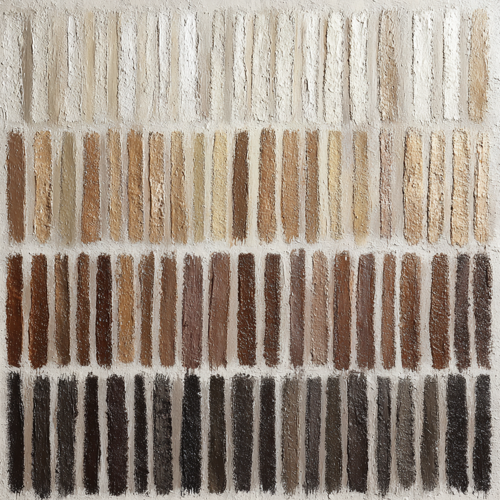 Volledig kunstwerk Lagen van Tijd met abstract patroon in beige, bruin en zwart 
