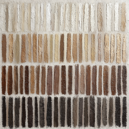 Volledig kunstwerk Lagen van Tijd met abstract patroon in beige, bruin en zwart 
