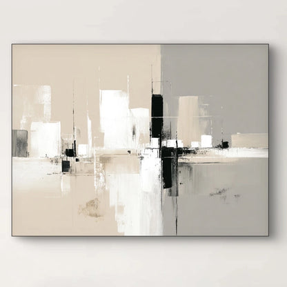 Detail van abstract kunstwerk Lijn van Evenwicht met strakke lijnen en subtiele kleurovergangen
