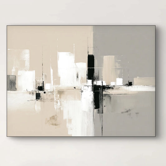 Detail van abstract kunstwerk Lijn van Evenwicht met strakke lijnen en subtiele kleurovergangen
