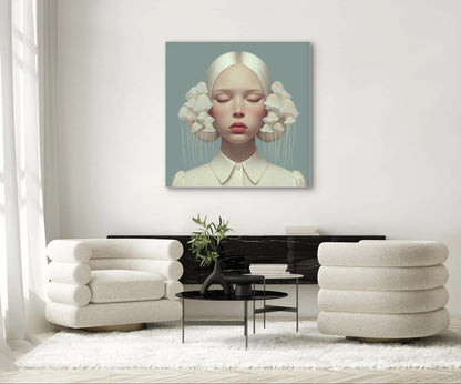 Lunarelle wandkunst in licht interieur met serene uitstraling en zachte tinten
