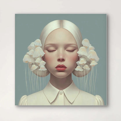 Detail van Lunarelle wandkunst met delicate gloed en fijne texturen
