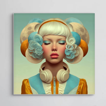 Detail van Lunaria wandkunst met ronde vormen en zachte lichtreflecties
