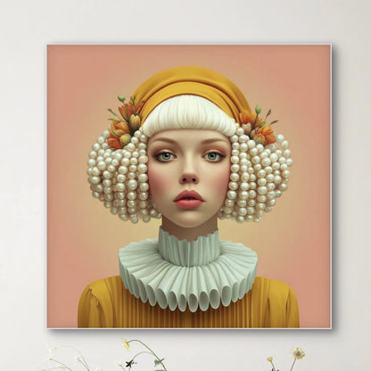 Detail van Maravelle wandkunst met parelachtige krullen en subtiele kleurverlopen
