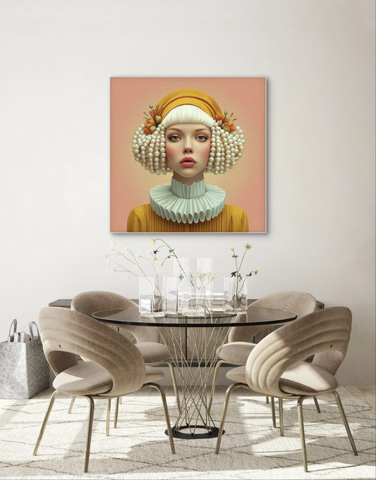 Maravelle wandkunst in modern interieur met zachte beige tinten en warme accenten
