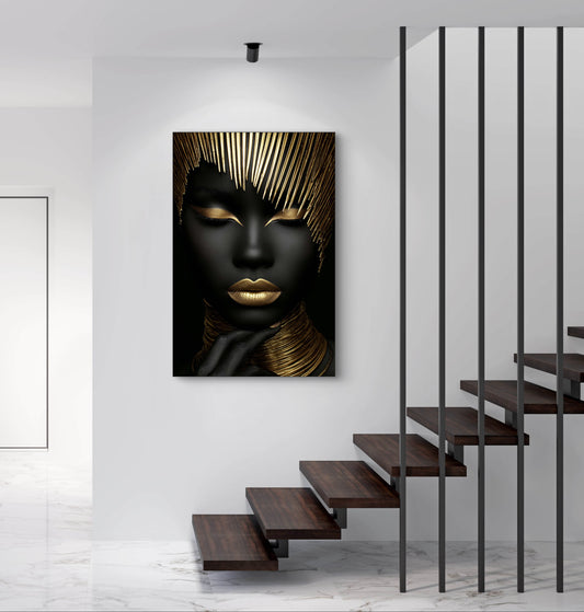 Kunstwerk Noctura boven moderne trap in minimalistisch interieur
