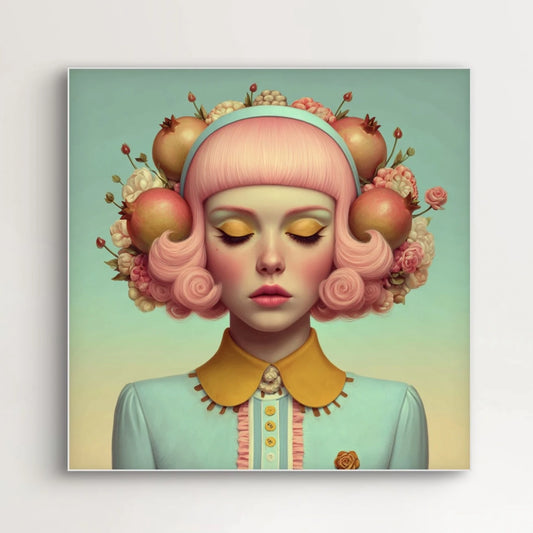 Detail van Perluna wandkunst met zachte penseelstructuren en verfijnde tinten
