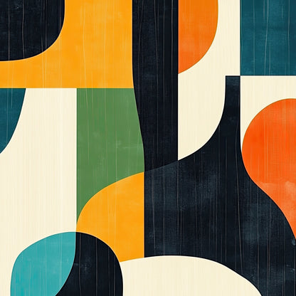 Abstract schilderij met ritmische vlakverdeling in moderne kleuren
