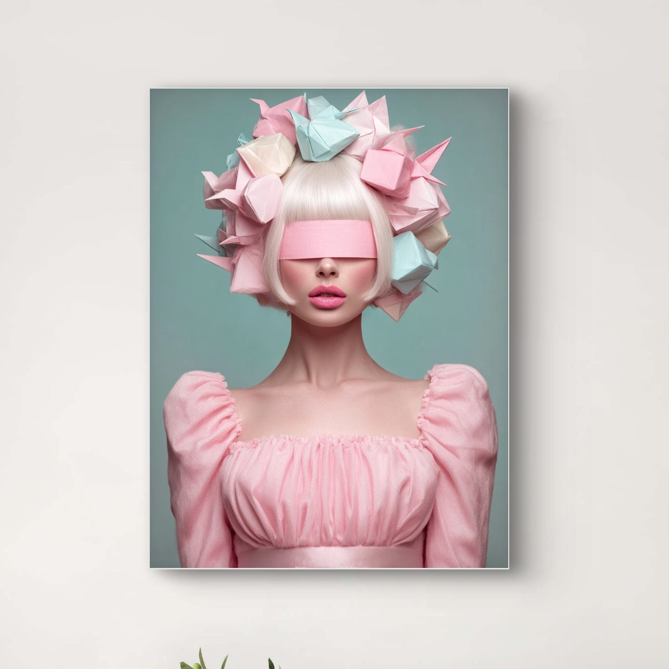 Detail van Rozemarijn wandkunst met roze tinten en verfijnde structuur
