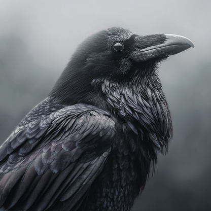 Volledige weergave van Schaduwvleugel met raaf in donkere, mysterieuze sfeer  
