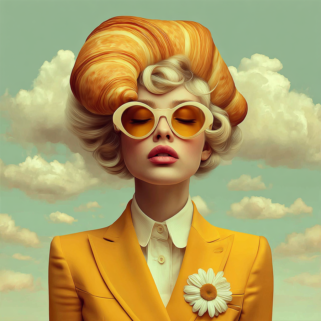 Volledige weergave van Serava, portretkunst met warme tinten en serene uitstraling
