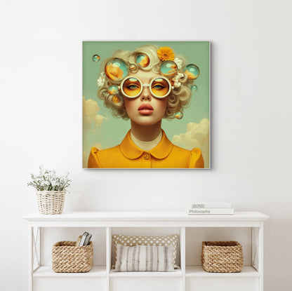 Solea wandkunst in licht interieur met warme kleuren en zomerse uitstraling
