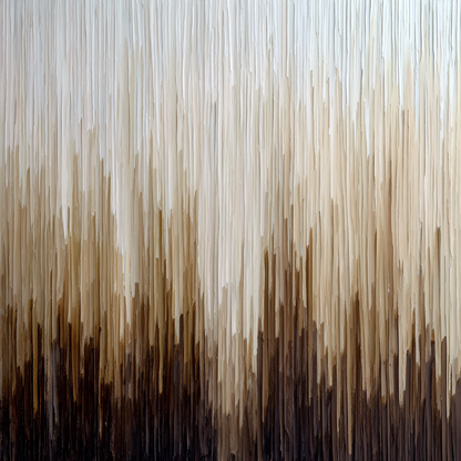 Volledig kunstwerk Val van Licht met zachte verticale structuur in natuurlijke tinten van licht tot donker 

