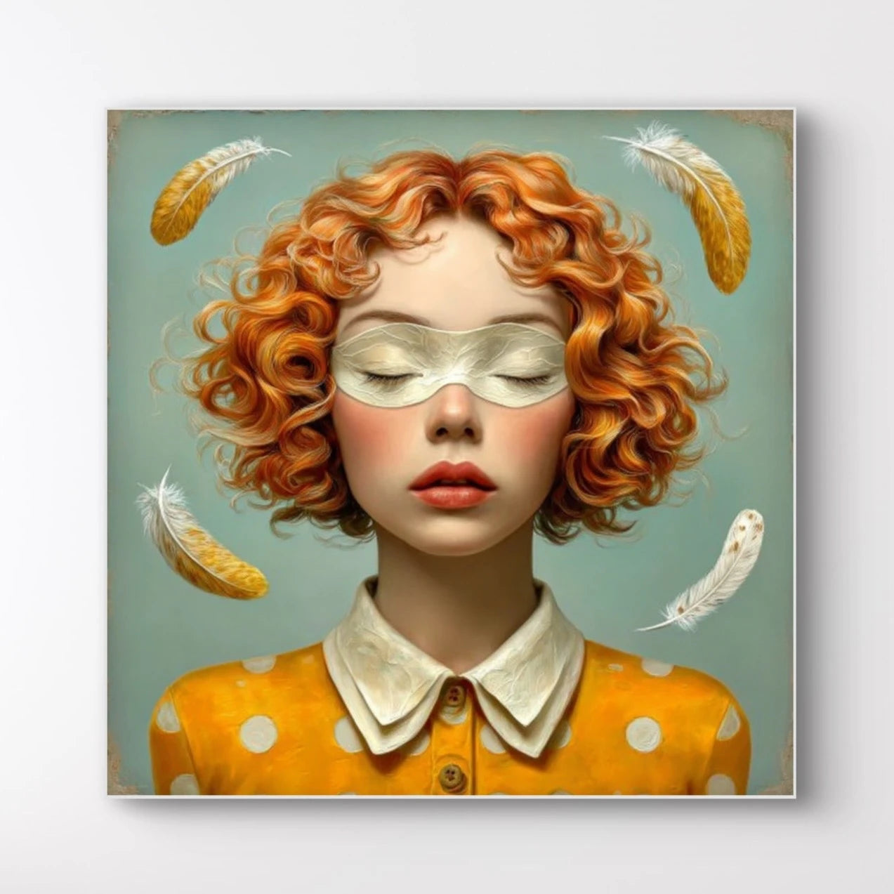 Detail van Vederlicht wandkunst met oranje tinten en subtiele penseelstructuren
