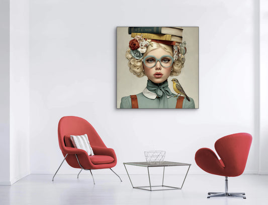 Verhalenbloem wandkunst in modern interieur met zachte kleuren en rustige sfeer
